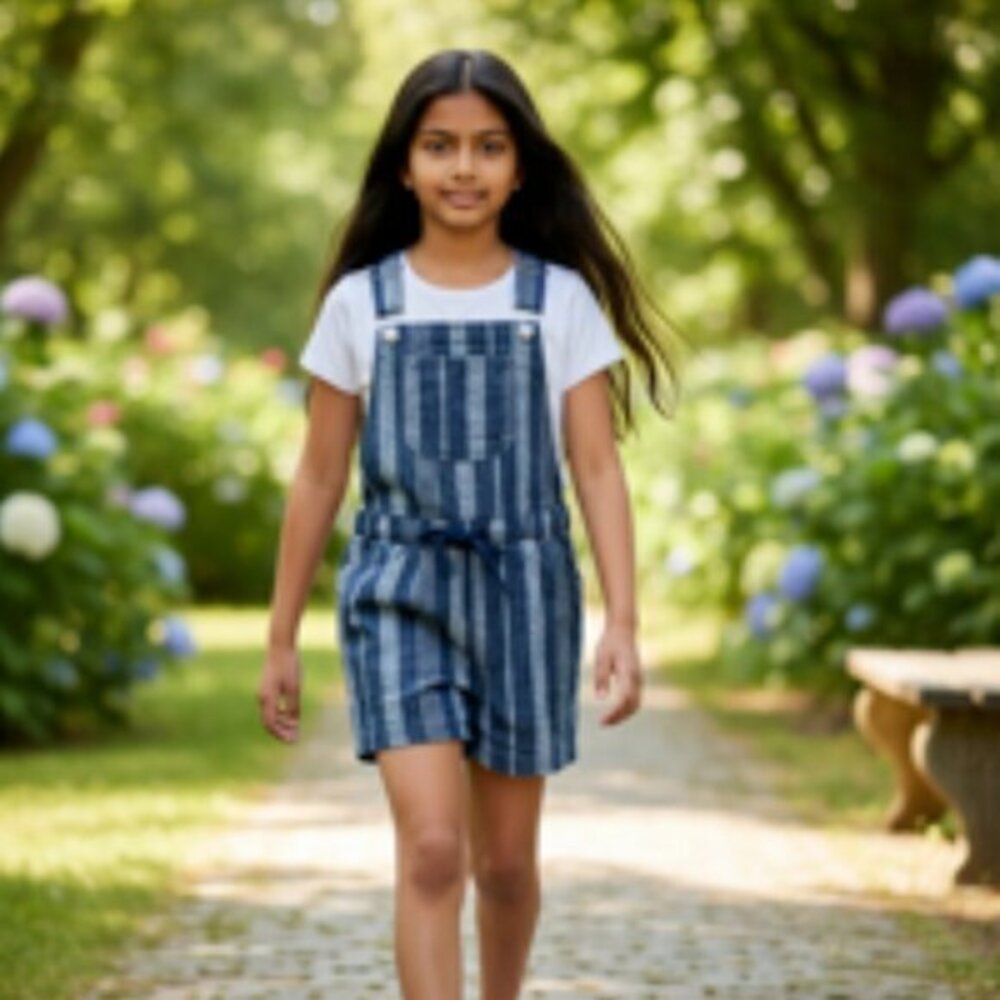 No Boundries Blue Striped Knit Shortalls Overalls Girls‎ shorts Romper Size XS